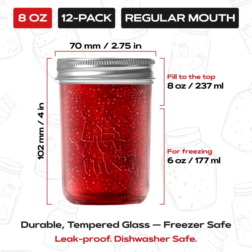 Frascos de Vidrio Premium de 8 - Mason Jar 8Oz reseña y precio